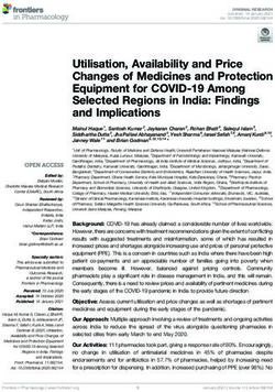 Utilisation, Availability and Price Changes of Medicines and Protection Equipment for COVID-19 Among Selected Regions in India: Findings and ...
