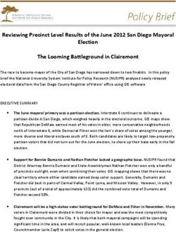 Reviewing Precinct Level Results of the June 2012 San Diego Mayoral Election The Looming Battleground in Clairemont