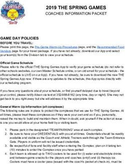 2019 THE SPRING GAMES - COACHES INFORMATION PACKET