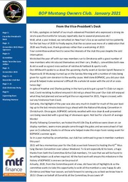 BOP Mustang Owners Club. January 2021 - From the Vice-President's Desk - NZ Mustang