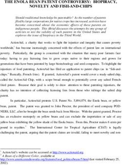 THE ENOLA BEAN PATENT CONTROVERSY: BIOPIRACY, NOVELTY AND FISH-AND-CHIPS