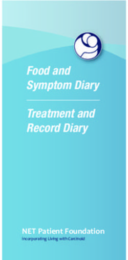 Food and Symptom Diary Treatment and Record Diary - NET Patient Foundation incorporating Living with Carcinoid