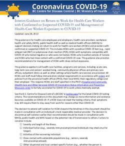 Interim Guidance on Return to Work for Health-Care Workers with Confirmed or Suspected COVID-19 and Management of Health-Care Worker Exposures to ...