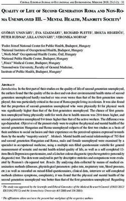 Quality of life of Second Generation roma and non-ro- ma unemployed iii - mental HealtH, majority Society1