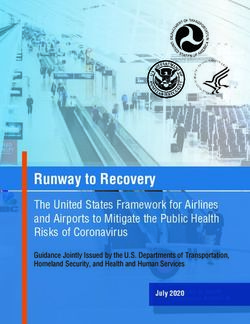 Runway to Recovery The United States Framework for Airlines and Airports to Mitigate the Public Health Risks of Coronavirus - US Department of ...
