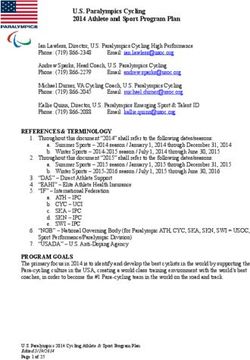 U.S. Paralympics Cycling 2014 Athlete and Sport Program Plan