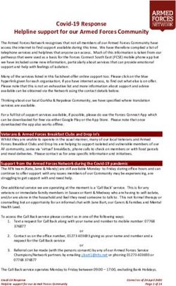 Covid-19 Response Helpline support for our Armed Forces Community