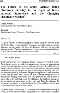 The Future of the South African Retail Pharmacy Industry in the Light of Inter-national Experience the Changing Healthcare Market1