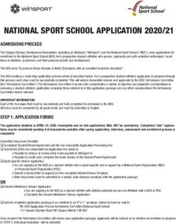 NATIONAL SPORT SCHOOL APPLICATION 2020/21