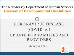 CORONAVIRUS DISEASE (COVID-19) UPDATE FOR FAMILIES AND PROVIDERS - Division of Developmental Disabilities - NJ.gov
