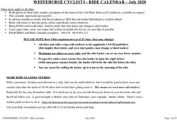 WHITEHORSE CYCLISTS - RIDE CALENDAR - July 2020