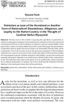 Patriotism as Love of the Homeland or Another Form of Nationalism? Devotedness, Allegiance, and Loyalty to the Native Country in the Thought of ...