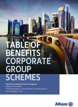 TABLE OF BENEFITS CORPORATE GROUP SCHEMES - International Healthcare Plans for Singapore Valid from 1st May 2020 The following plans are only ...