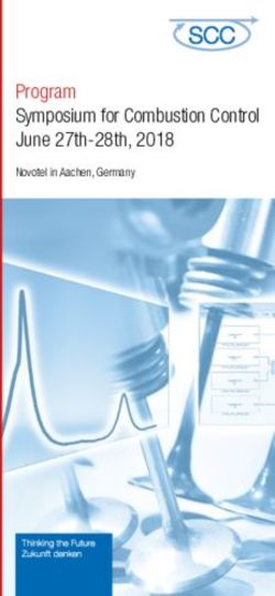 SCC Program Symposium for Combustion Control June 27th-28th, 2018 - Novotel in Aachen, Germany