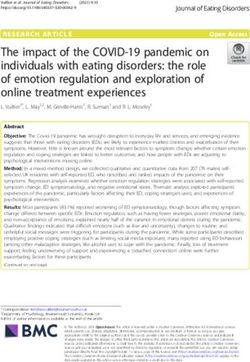 The impact of the COVID-19 pandemic on individuals with eating disorders: the role of emotion regulation and exploration of online treatment ...