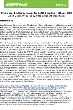 Greenpeace Briefing on Taiwan for the US Department of Labor 2020 List of Goods Produced by Child Labor or Forced Labor