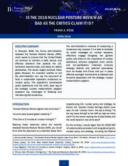 IS THE 2018 NUCLEAR POSTURE REVIEW AS BAD AS THE CRITICS CLAIM IT IS? - Brookings Institution
