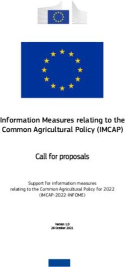 Information Measures relating to the Common Agricultural Policy (IMCAP) - Call for proposals