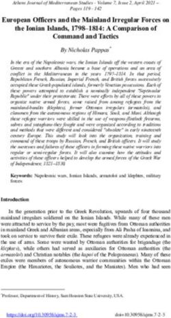 European Officers and the Mainland Irregular Forces on the Ionian Islands, 1798-1814: A Comparison of Command and Tactics