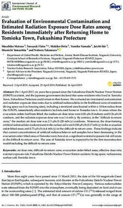 Evaluation of Environmental Contamination and Estimated Radiation Exposure Dose Rates among Residents Immediately after Returning Home to Tomioka ...
