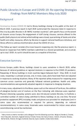 Public Libraries in Europe and COVID-19: Re-opening Strategies Findings from NAPLE Members May-July 2020