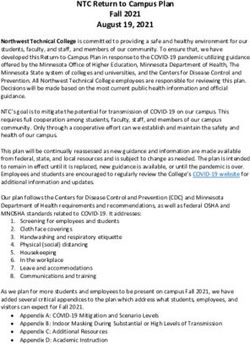 NTC Return to Campus Plan Fall 2021 August 19, 2021