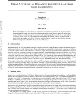 USING ADVERSARIAL DEBIASING TO REMOVE BIAS FROM WORD EMBEDDINGS - arXiv