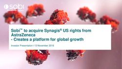 Sobi to acquire Synagis US rights from AstraZeneca - Creates a platform for global growth - Investor Presentation l 13 November 2018