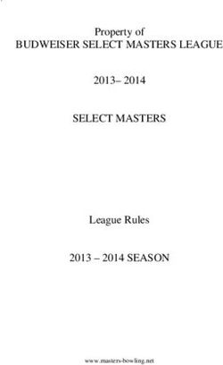 BUDWEISER SELECT MASTERS LEAGUE SELECT MASTERS 2013 - 2014 SEASON - Property of 2013- 2014 - League Rules