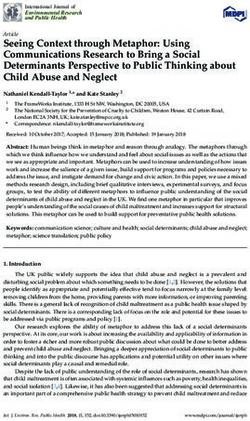 Seeing Context through Metaphor: Using Communications Research to Bring a Social Determinants Perspective to Public Thinking about Child Abuse and ...