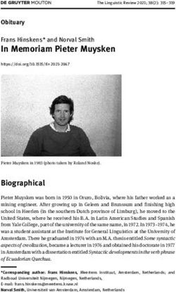 In Memoriam Pieter Muysken - Frans Hinskens* and Norval Smith - De Gruyter