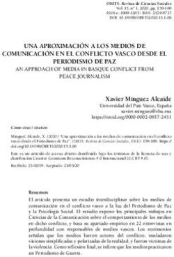 UNA APROXIMACIÓN A LOS MEDIOS DE COMUNICACIÓN EN EL CONFLICTO VASCO DESDE EL PERIODISMO DE PAZ - OBETS. Revista de Ciencias Sociales