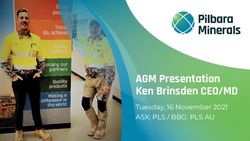 AGM Presentation Ken Brinsden CEO/MD - Tuesday, 16 November 2021 ASX: PLS / BBG: PLS AU - Pilbara Minerals