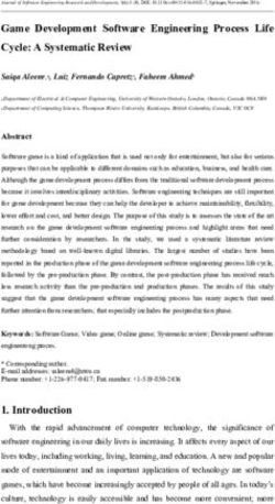 Game Development Software Engineering Process Life Cycle: A Systematic Review - arXiv