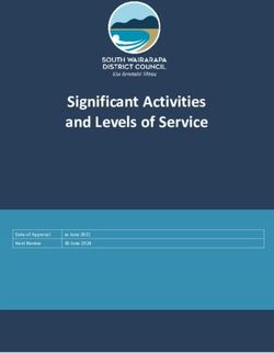 Significant Activities and Levels of Service 2021-2051