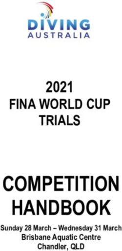 COMPETITION HANDBOOK - 2021 FINA WORLD CUP TRIALS