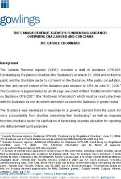 THE CANADA REVENUE AGENCY'S FUNDRAISING GUIDANCE: OVERVIEW, CHALLENGES AND CONCERNS BY: CAROLE CHOUINARD