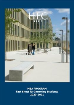 MBA PROGRAM Fact Sheet for Incoming Students 2020-2021