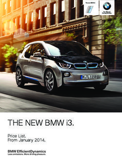 THE NEW BMW i3. Price List. From January 2014.