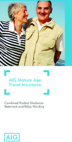 AIG Mature Age Travel Insurance - Combined Product Disclosure Statement and Policy Wording
