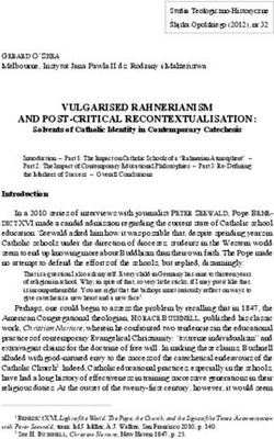 VULGARISED RAHNERIANISM AND POST-CRITICAL RECONTEXTUALISATION