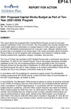 REPORT FOR ACTION 2021 Proposed Capital Works Budget as Part of Ten- Year (2021-2030) Program