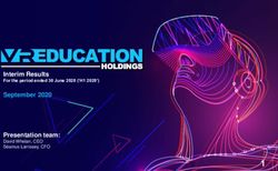 Interim Results For the period ended 30 June 2020 ('H1 2020') - September 2020 Presentation team: VR Education Holdings
