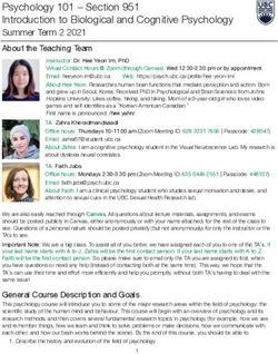 Psychology 101 - Section 951 Introduction to Biological and Cognitive Psychology