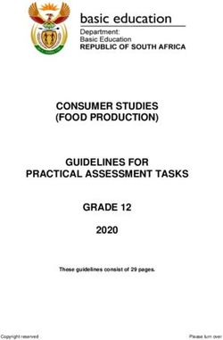 CONSUMER STUDIES (FOOD PRODUCTION) GUIDELINES FOR PRACTICAL ASSESSMENT TASKS GRADE 12 2020
