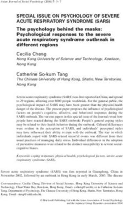 SPECIAL ISSUE ON PSYCHOLOGY OF SEVERE ACUTE RESPIRATORY SYNDROME (SARS)