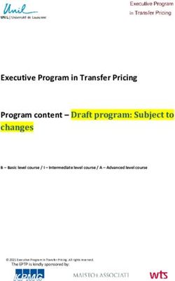 Executive Program in Transfer Pricing Program content - Draft program: Subject to changes - Unil