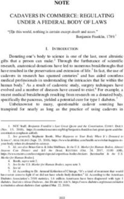 NOTE CADAVERS IN COMMERCE: REGULATING UNDER A FEDERAL BODY OF LAWS