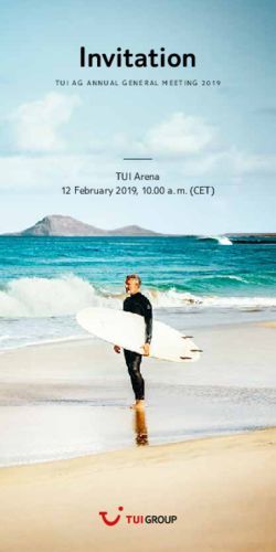 Invitation TUI Arena 12 February 2019, 10.00 a. m. (CET) - TUI Group
