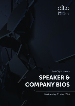 SPEAKER & COMPANY BIOS - TechCity Connect Wednesday 6th May 2020 - Ditto Tv
